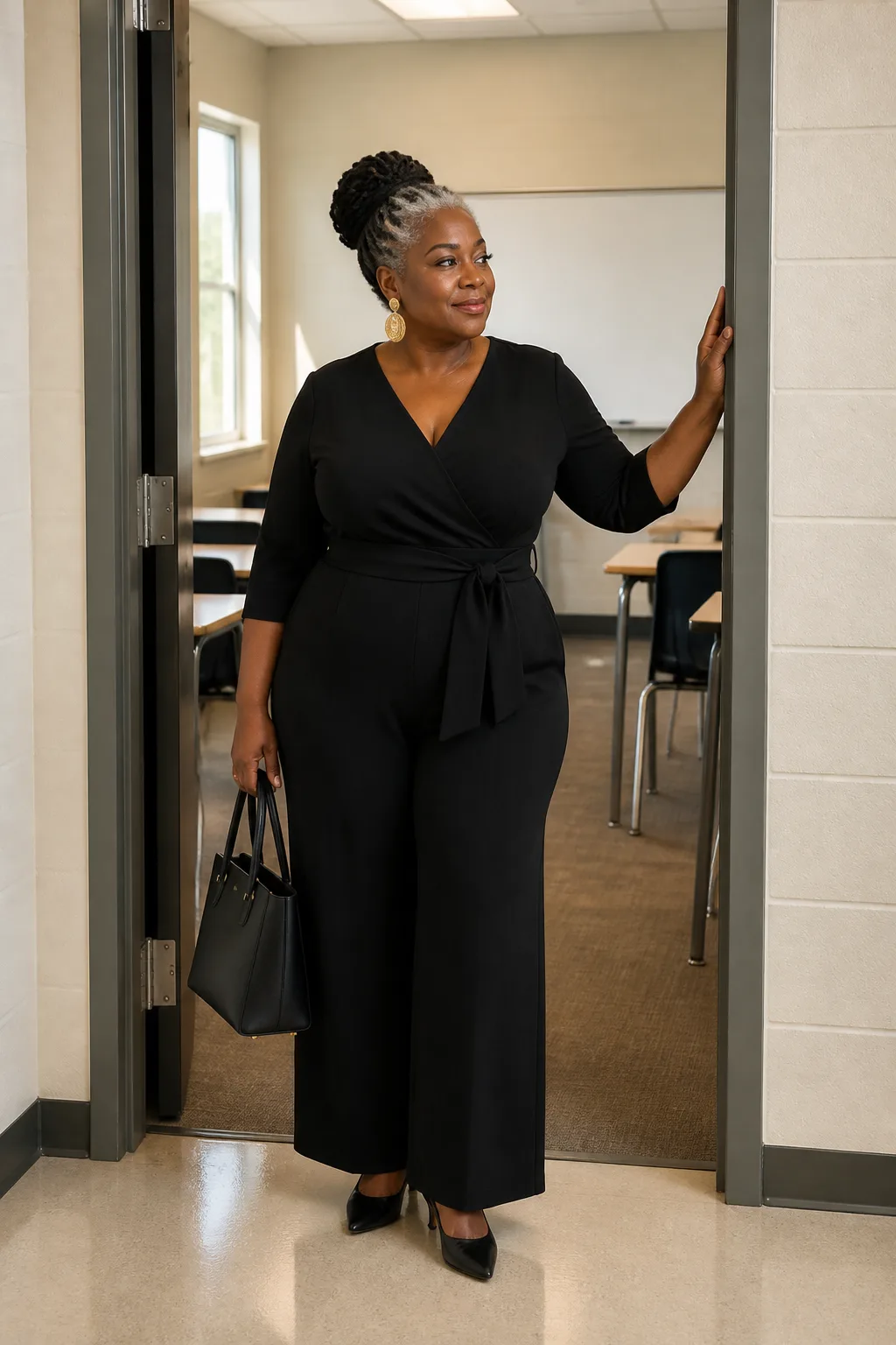Sophisticated Black Jumpsuit for Educators