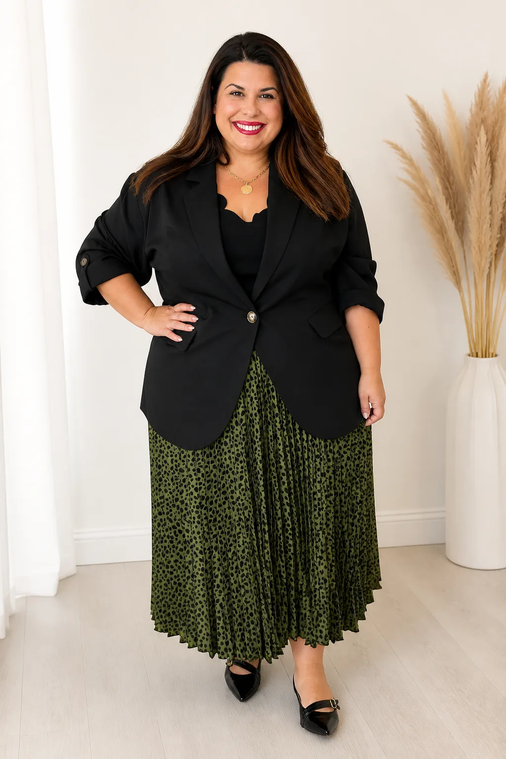 Sophisticated Blazer and Midi Skirt