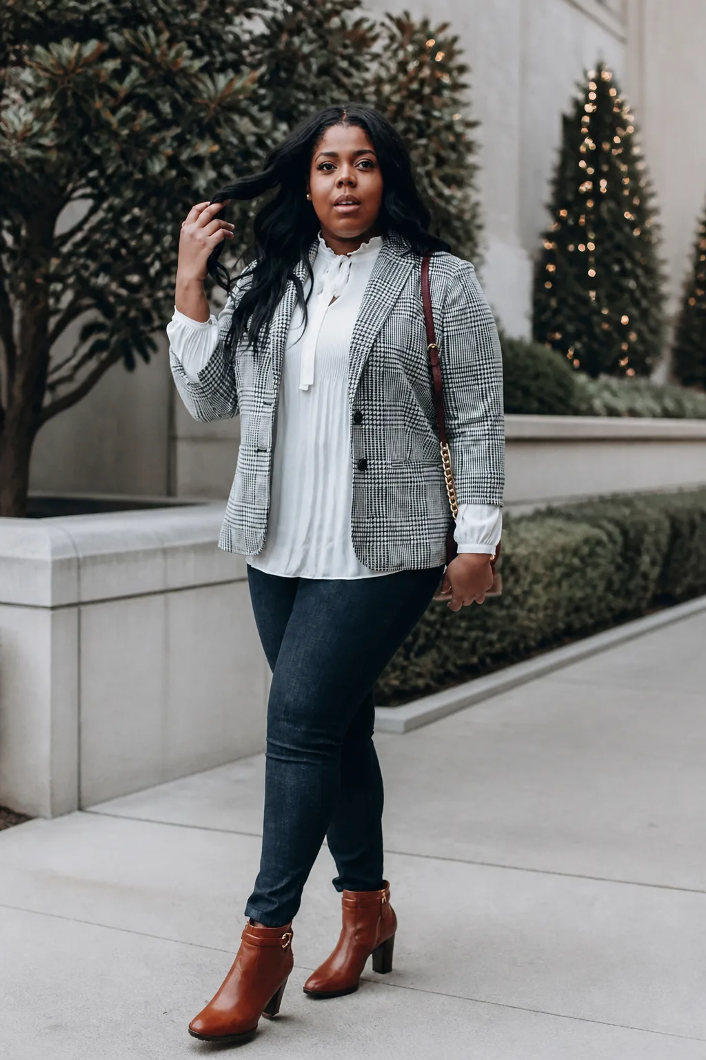 Sophisticated Checked Blazer Ensemble