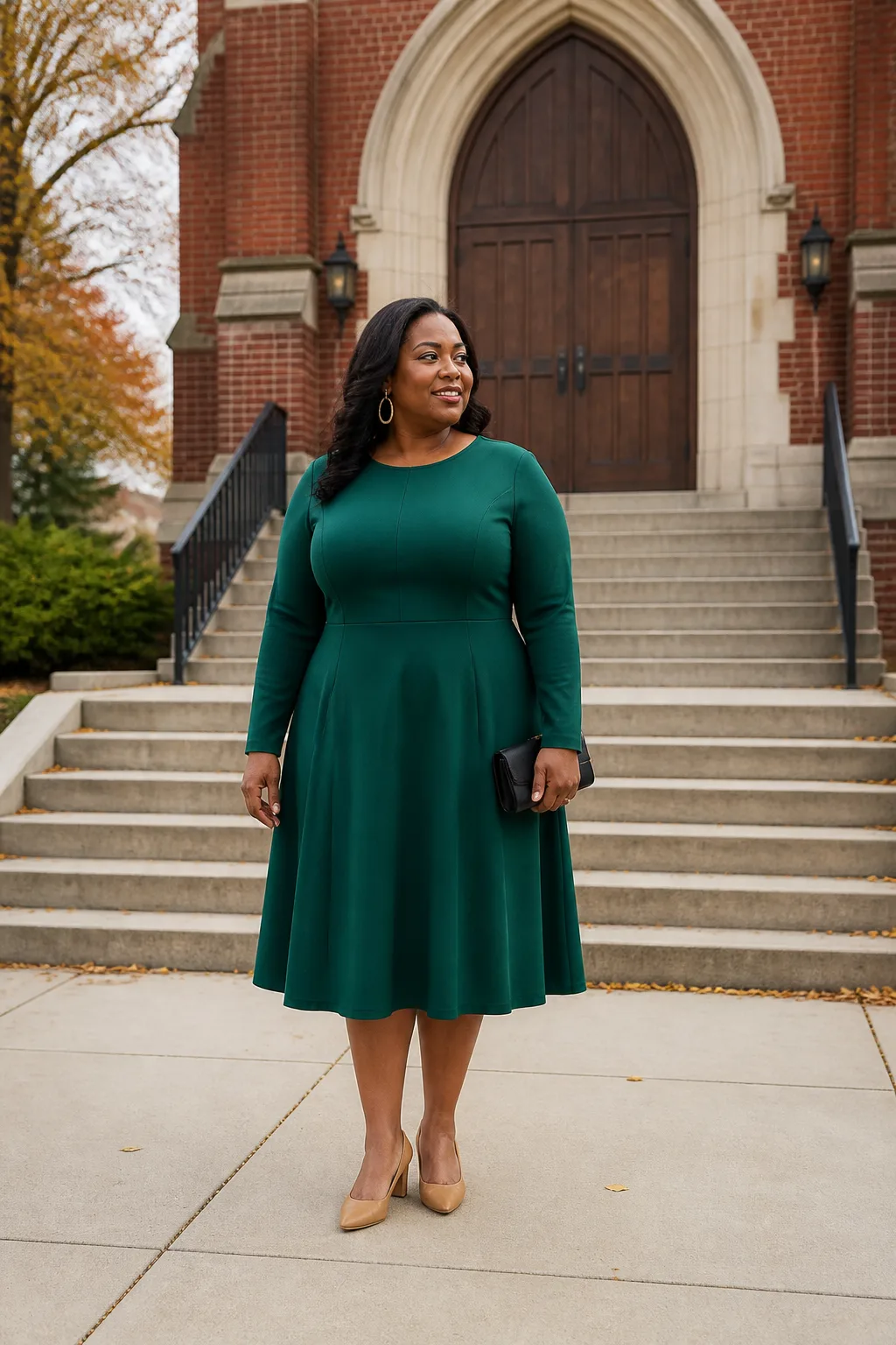 Sophisticated Emerald Midi Dress