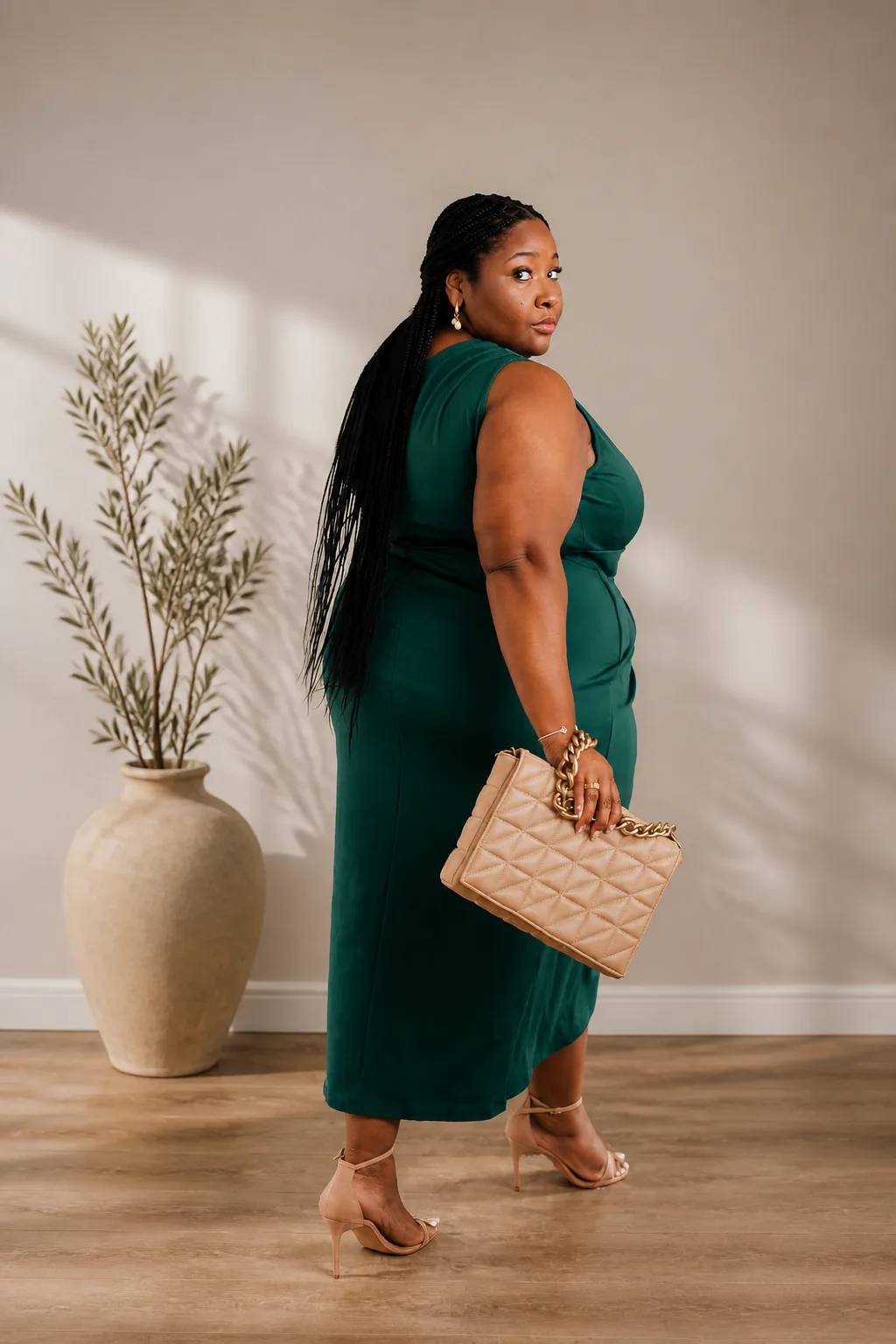 Sophisticated Emerald Midi for Wedding Guests