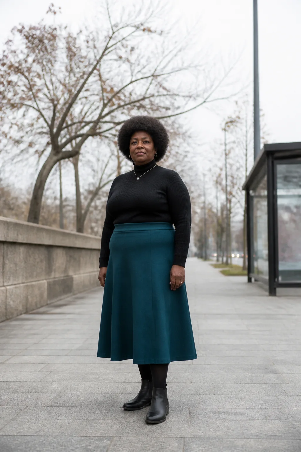 Sophisticated Fall Skirt and Tights Look