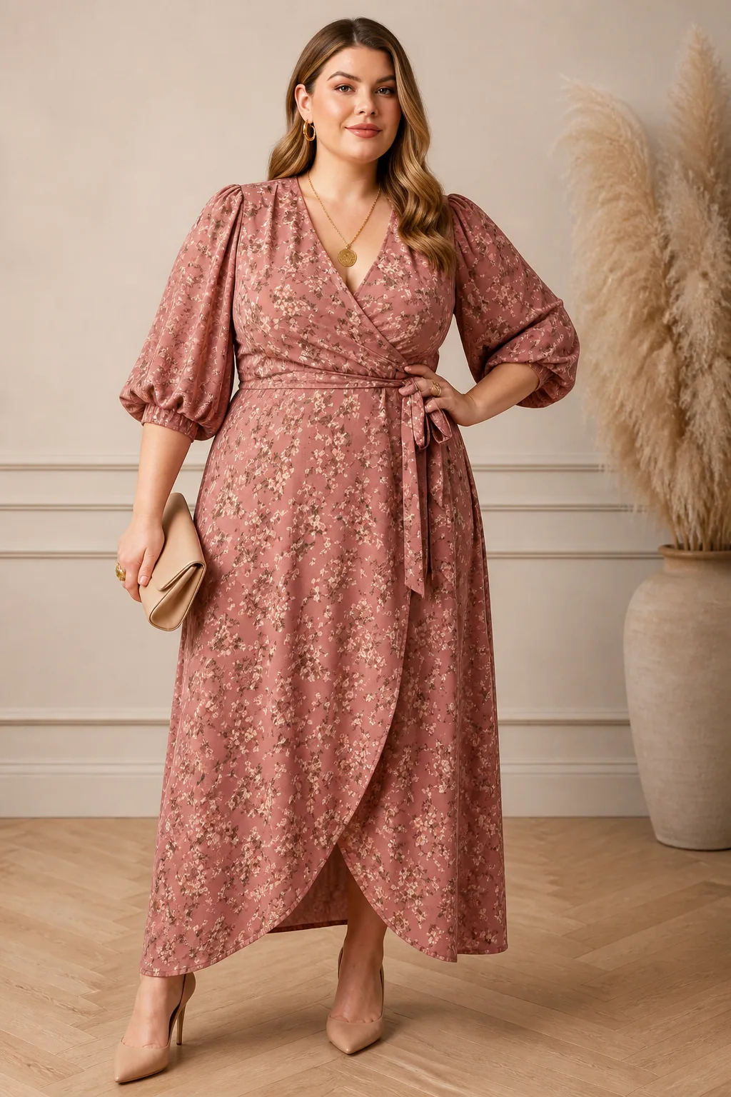 Sophisticated Floral Wrap Dress for Weddings