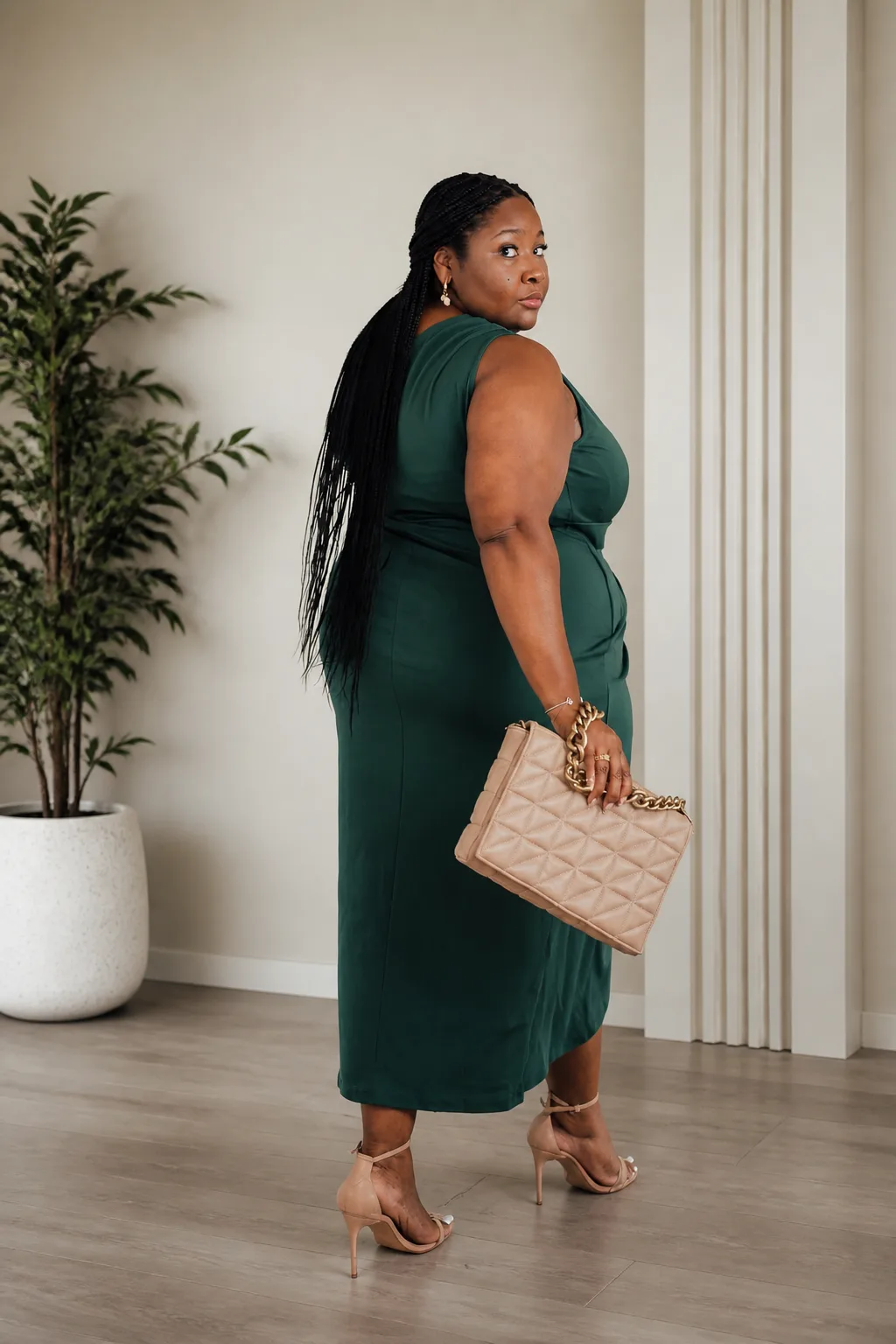 Sophisticated Green Midi Dress Look