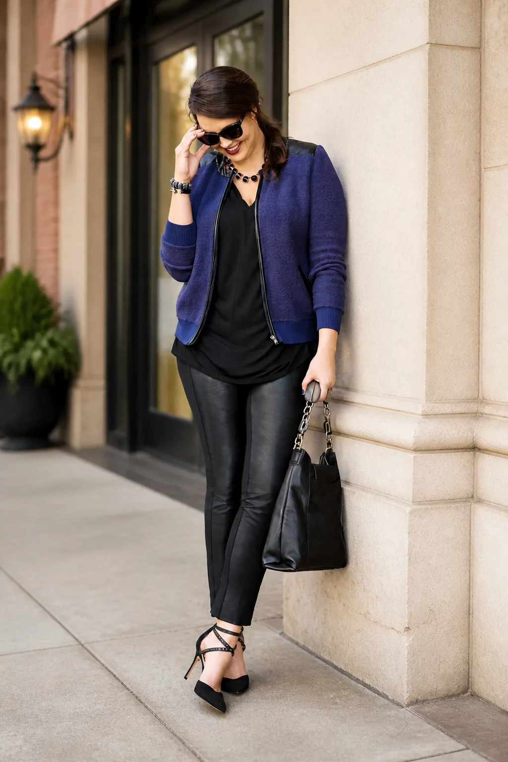 Sophisticated Leather &amp; Knit Ensemble