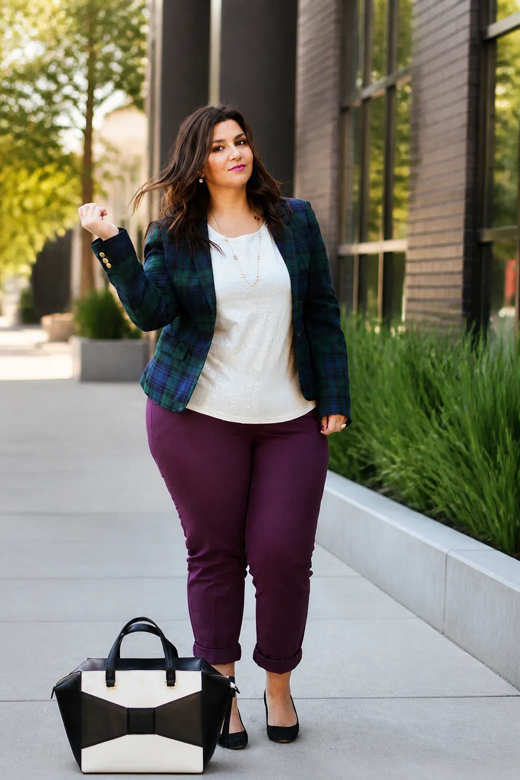Sophisticated Plaid Blazer Ensemble