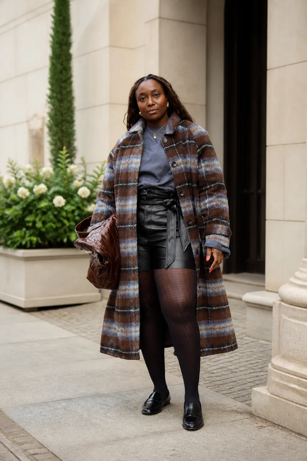 Sophisticated Plaid Coat Ensemble