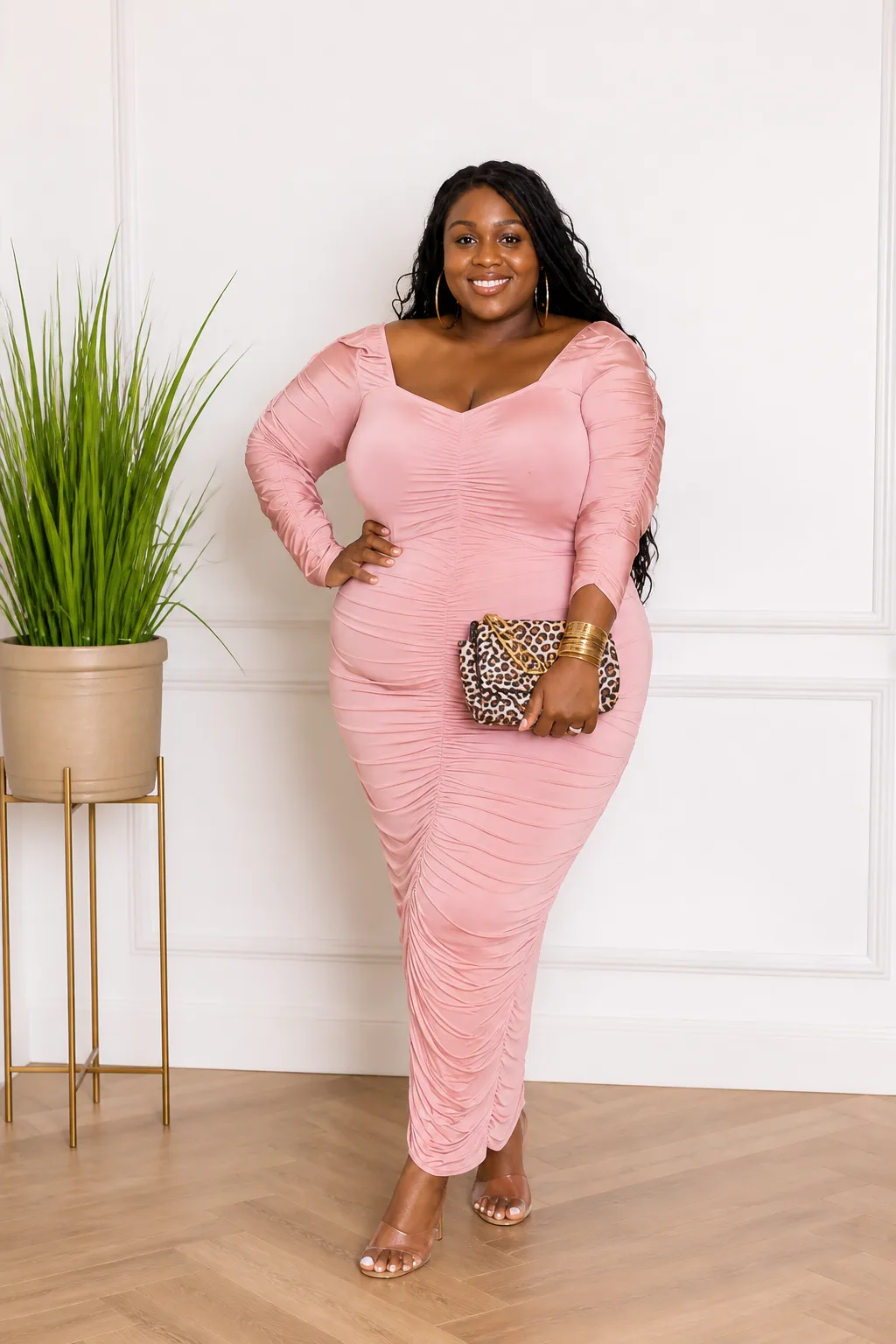 Sophisticated Ruched Midi Dress