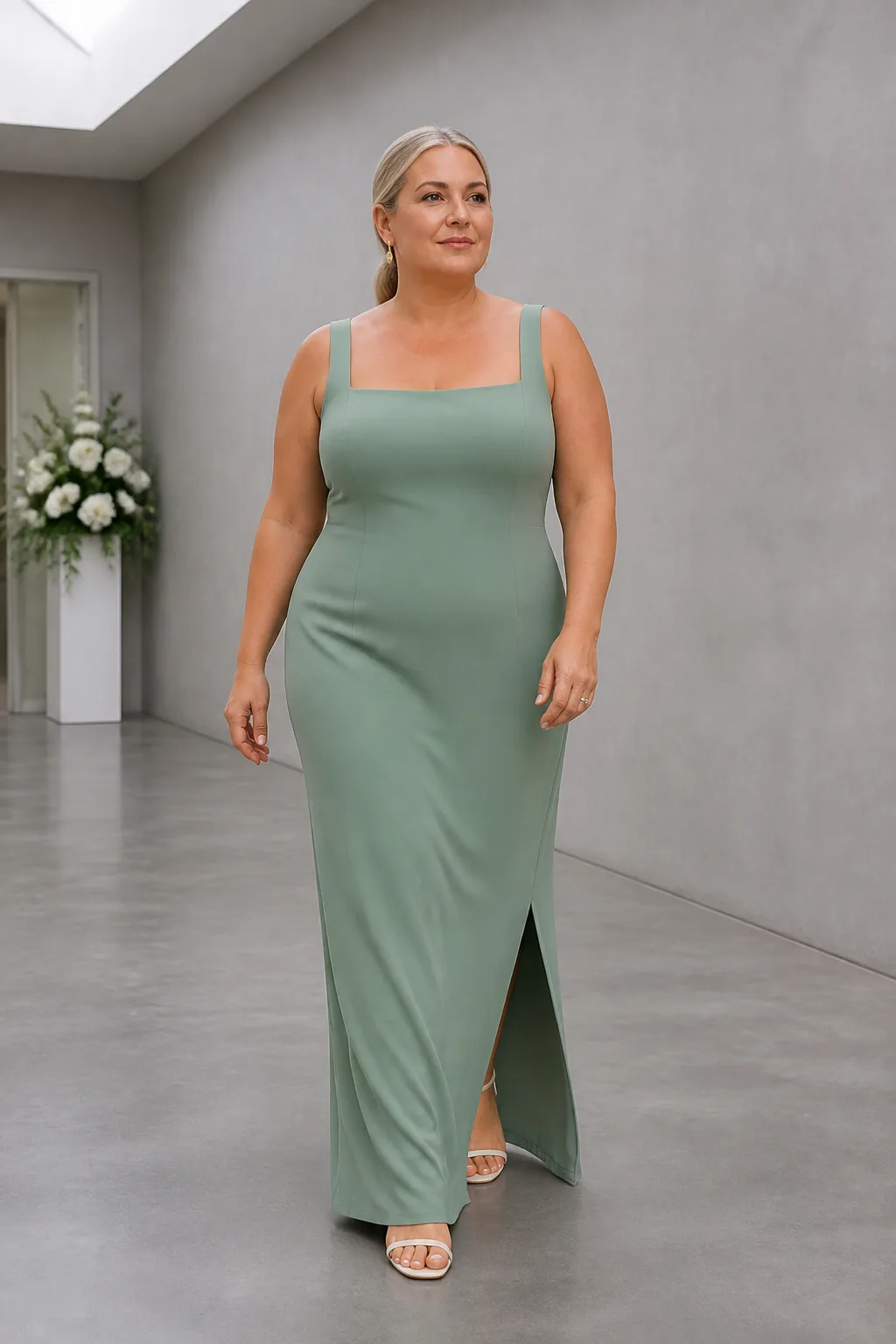 Sophisticated Sage Column Gown