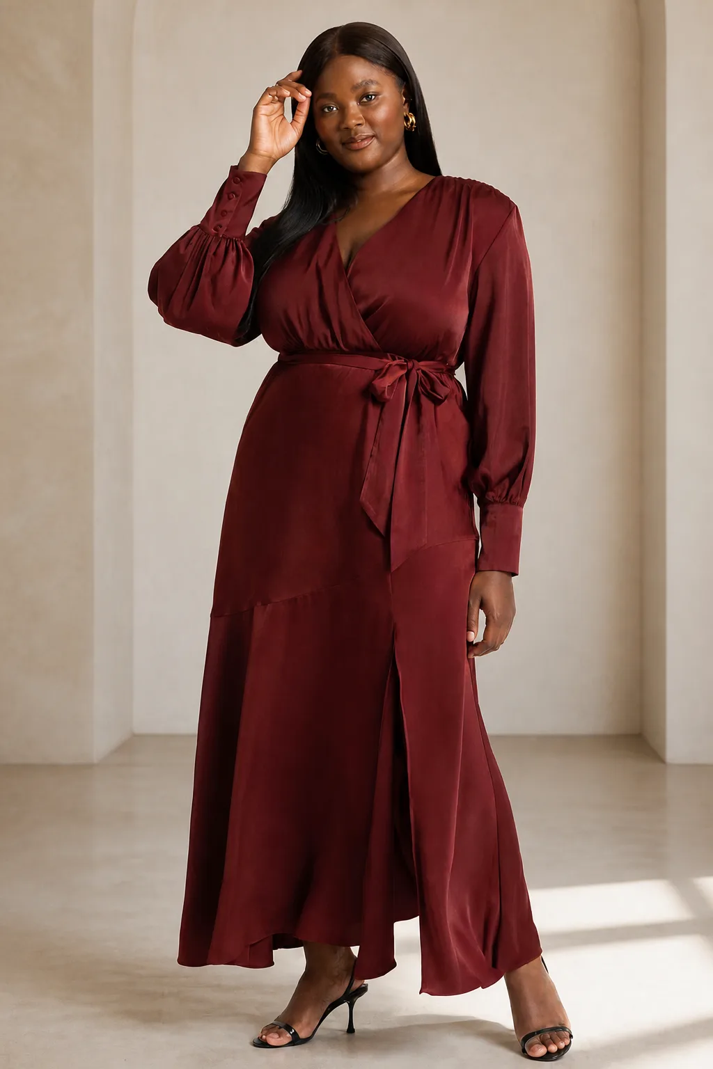 Sophisticated Satin Wrap Dress
