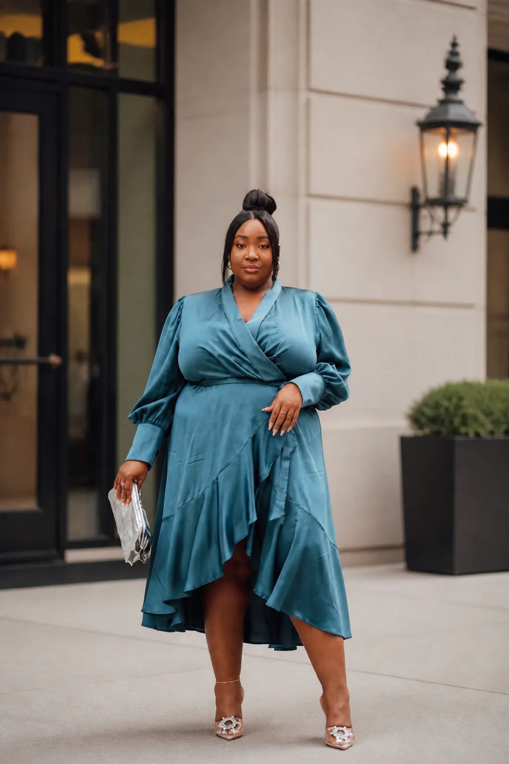 Sophisticated Teal Wrap Dress