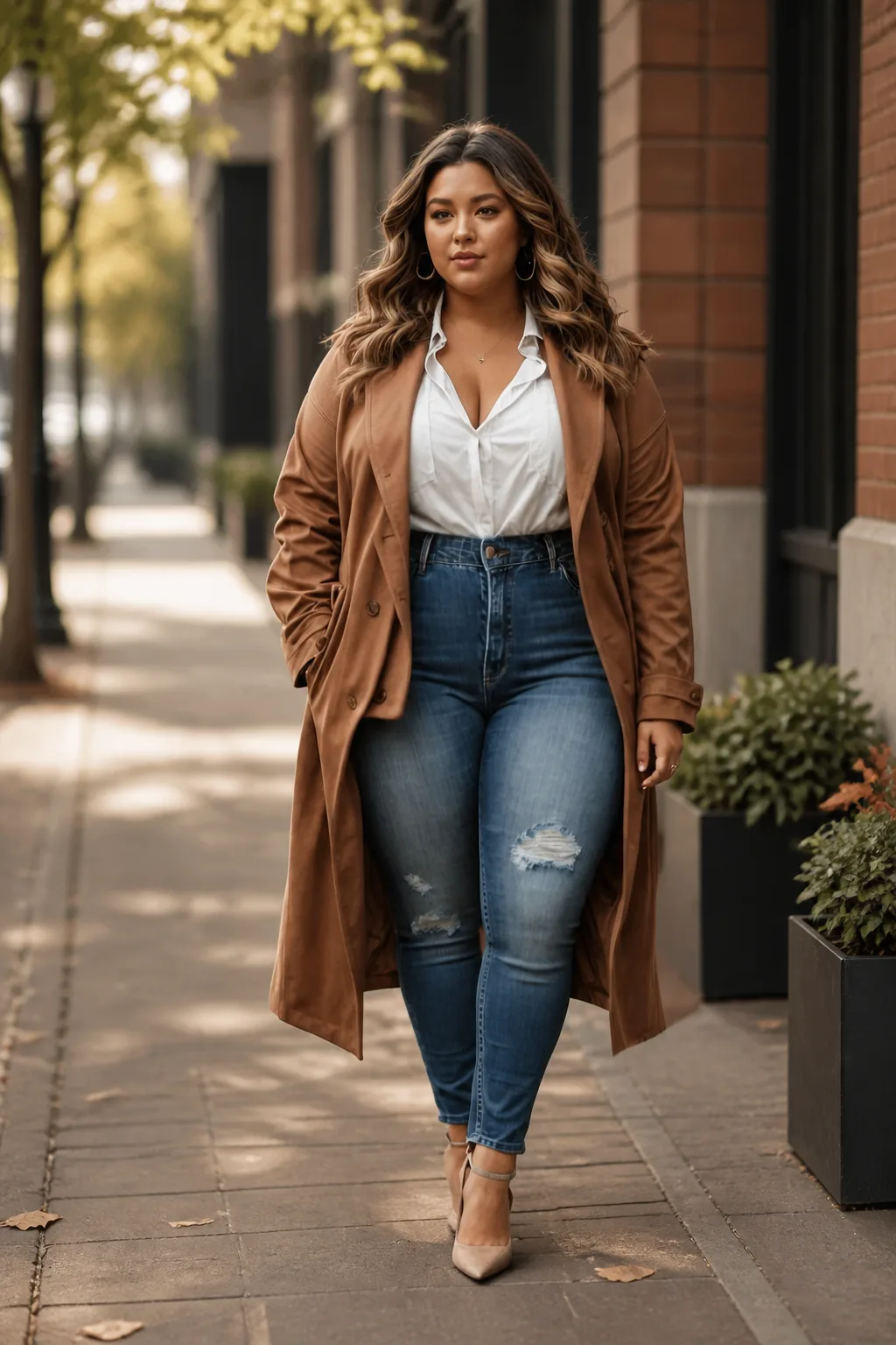 Sophisticated Trench Coat and Jeans Outfit