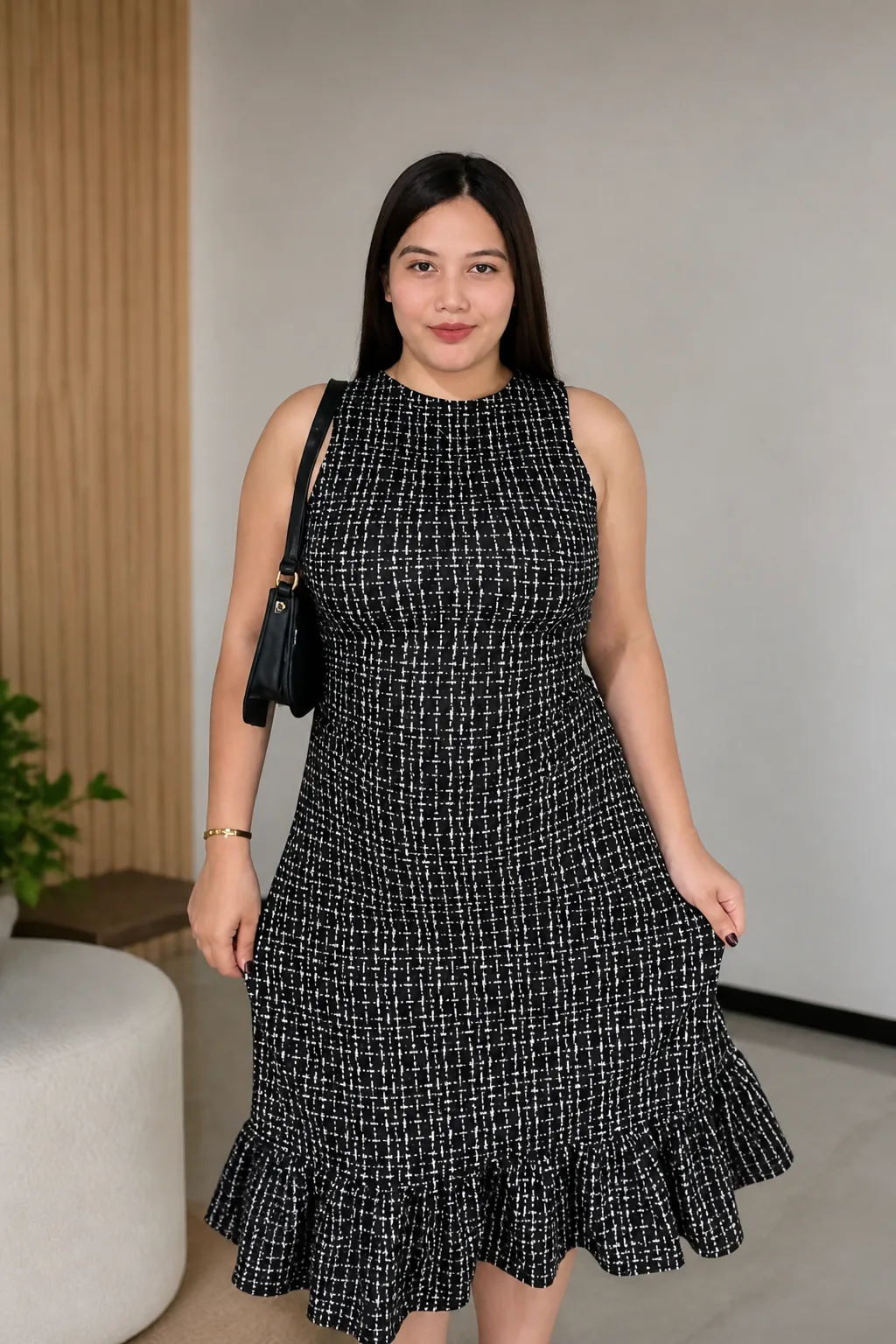 Sophisticated Tweed Midi for Formal Events