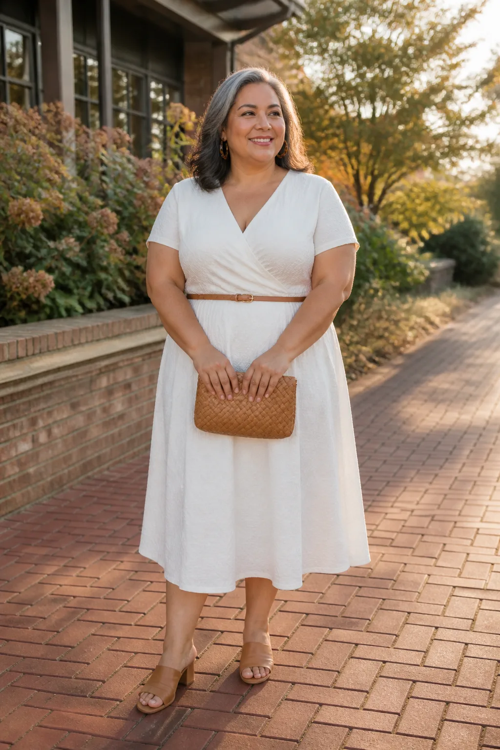 Sophisticated White Wrap Midi Dress