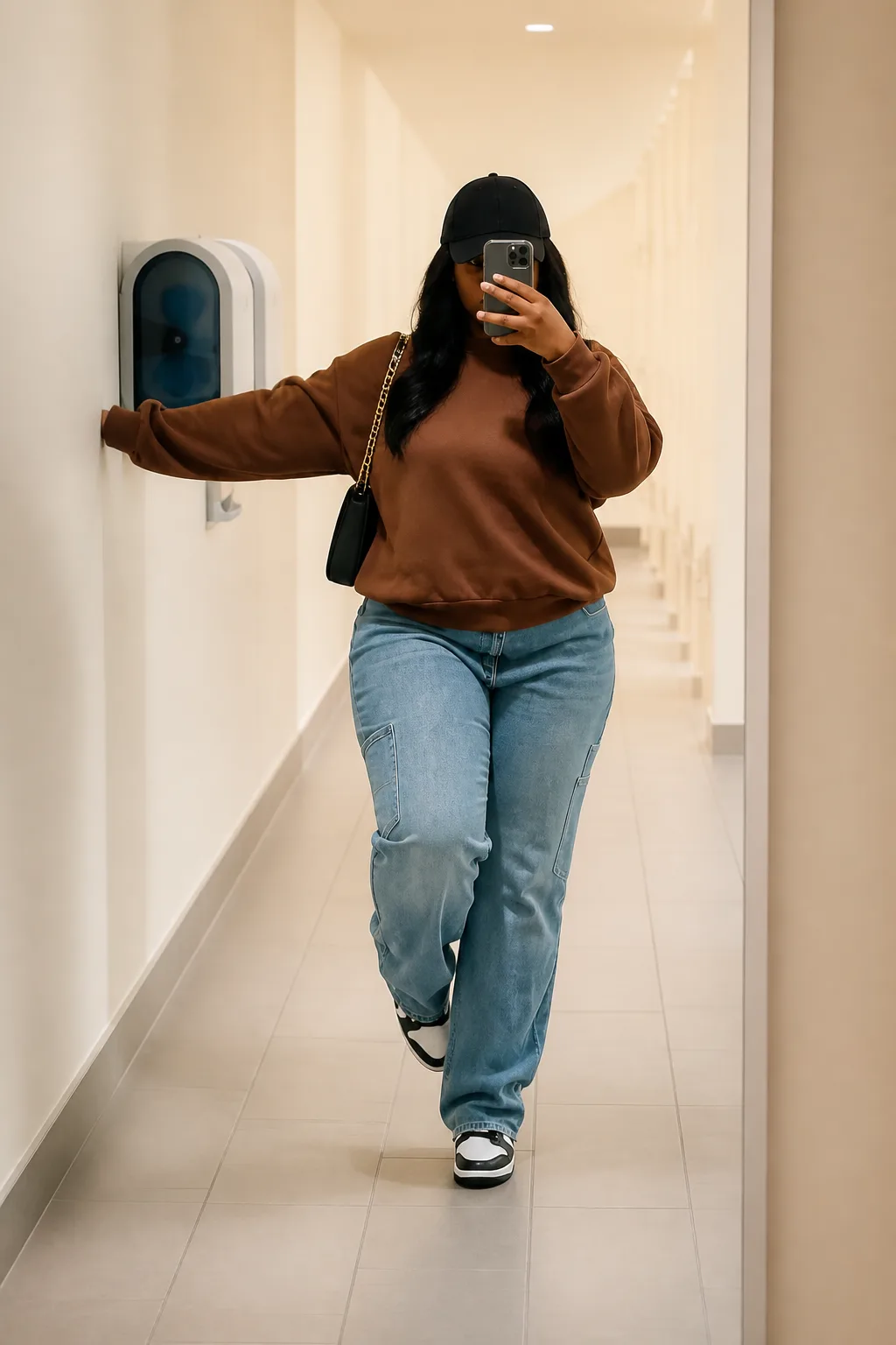 Sporty Chic in Sweatshirt and Jeans