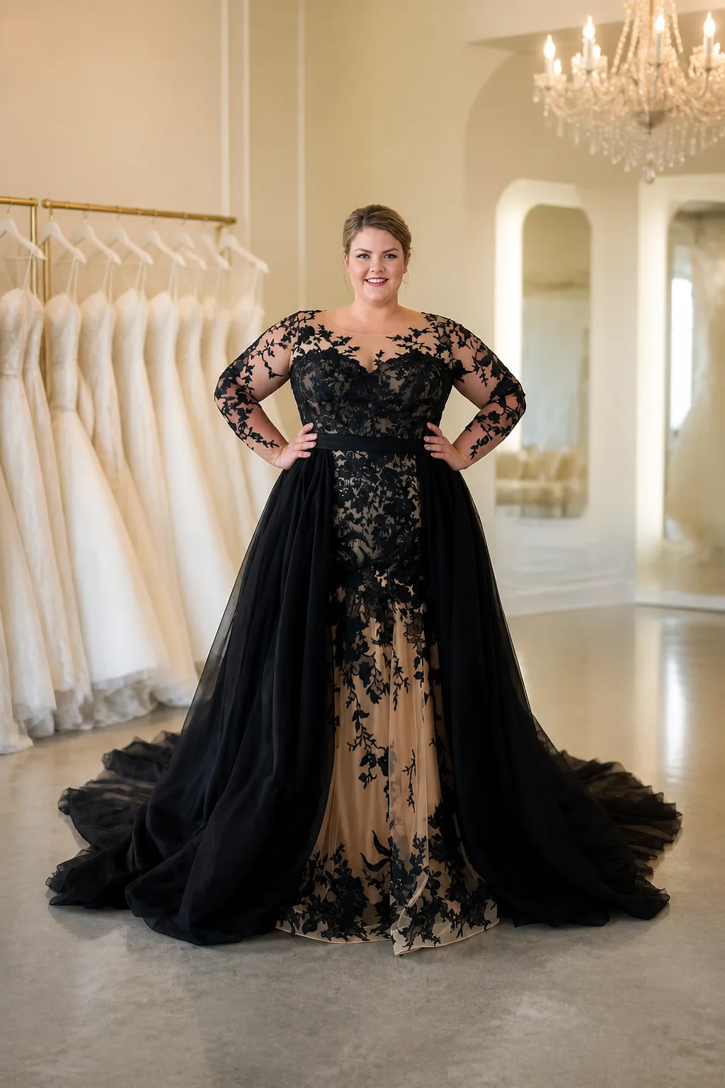 Stunning Black Lace Formal Evening Gown