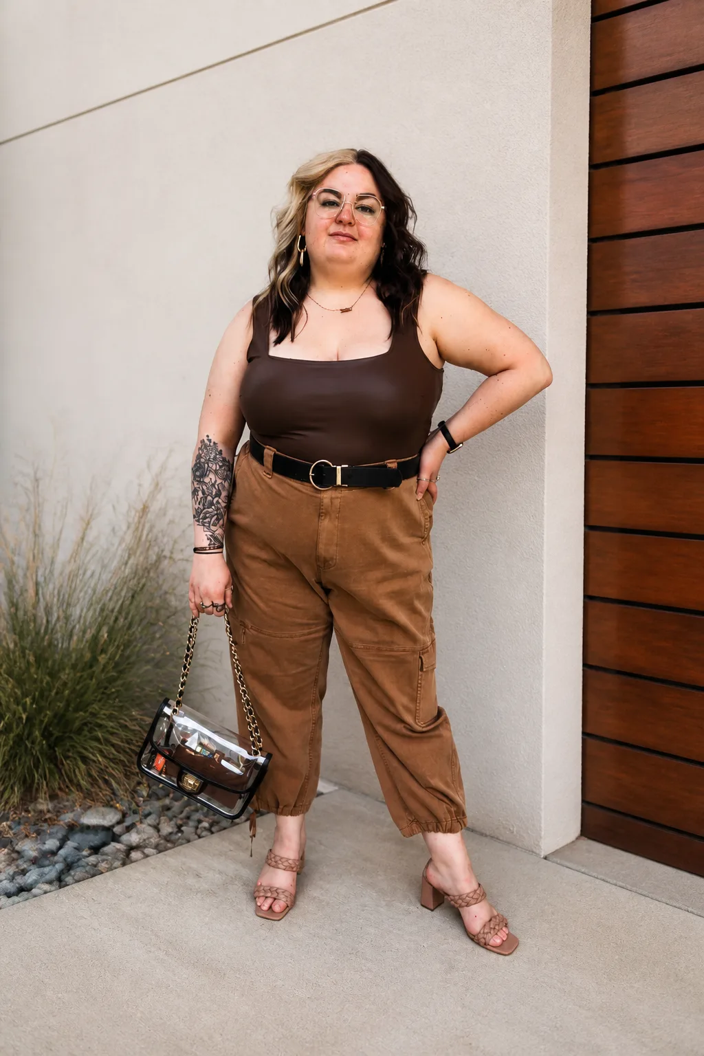 Stylish Cargo Pants and Bodysuit Look
