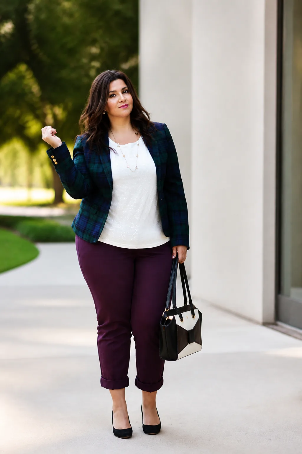 Stylish Plaid Blazer for the Office