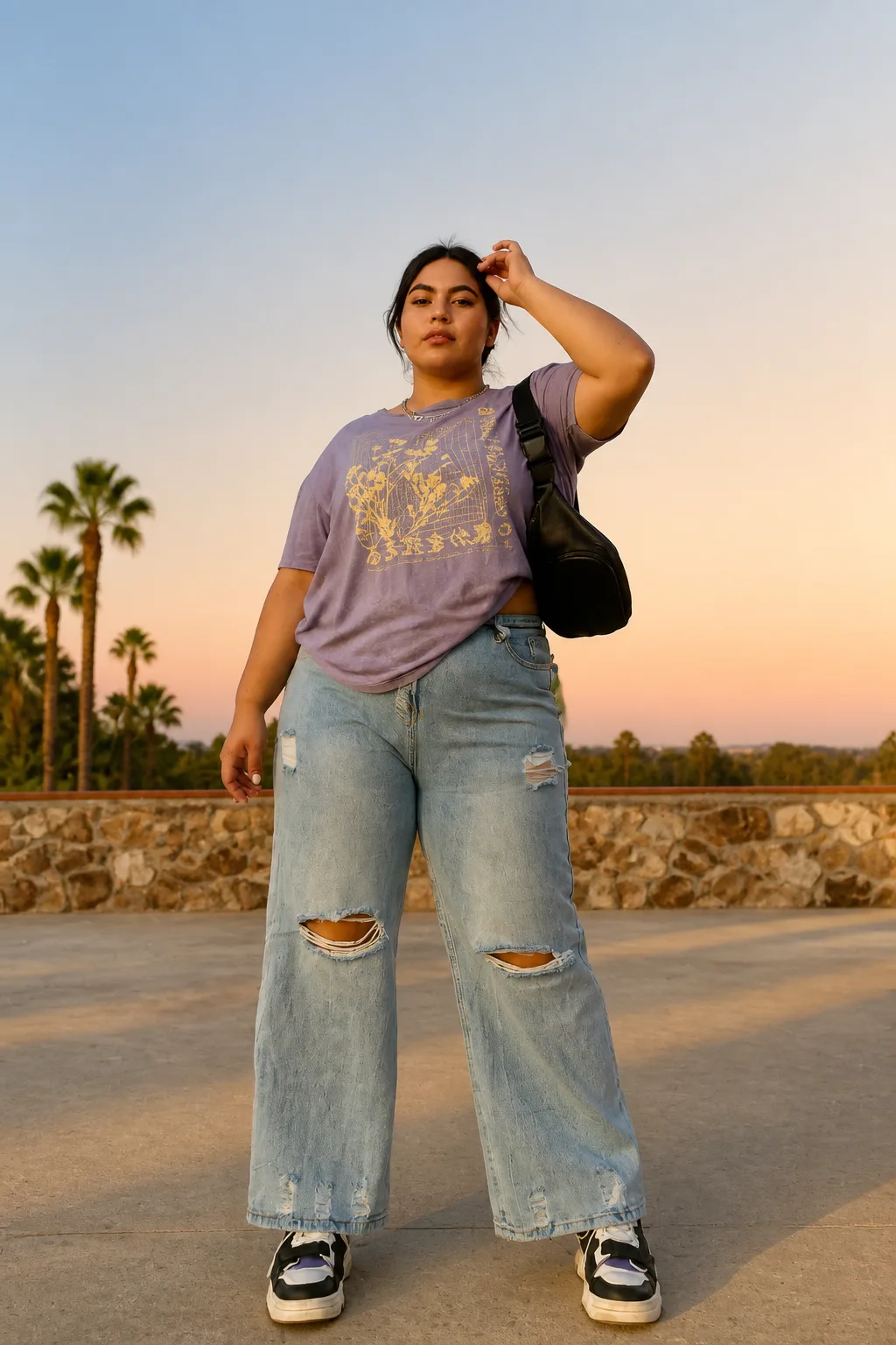 Sunset Chic in Relaxed Denim