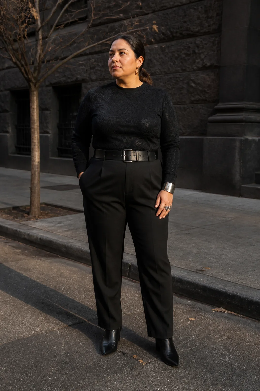 Textured Goth Top with Statement Accessories