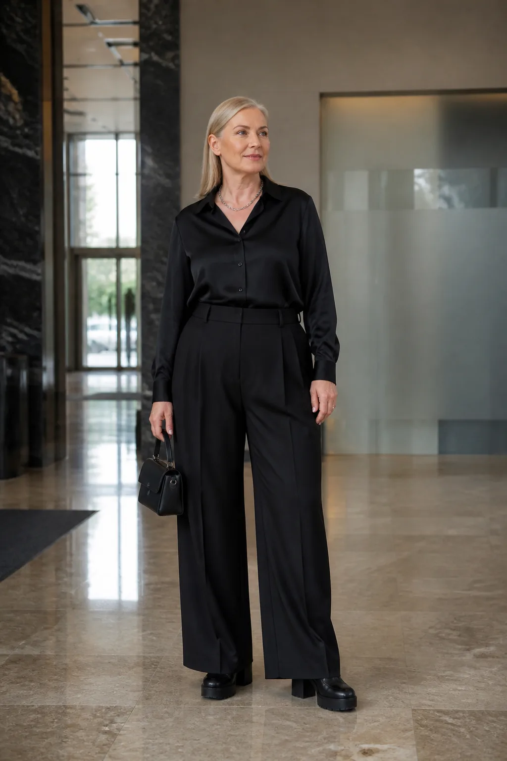 Timeless All-Black Pleated Look