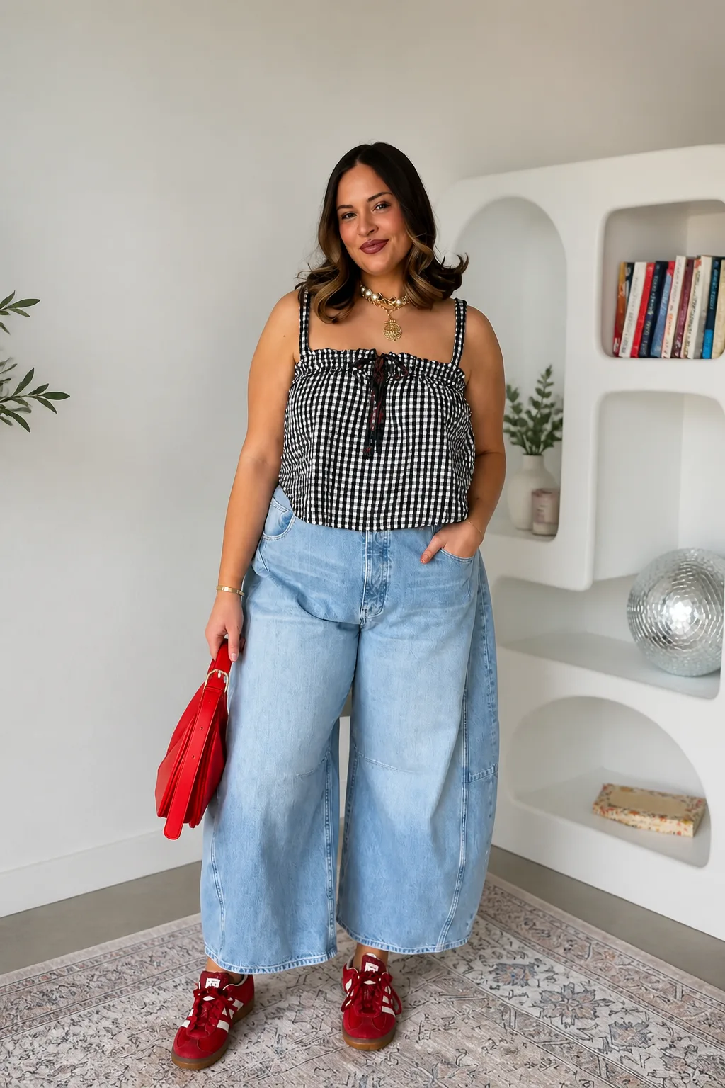 Trendy barrel leg jeans outfit inspiration