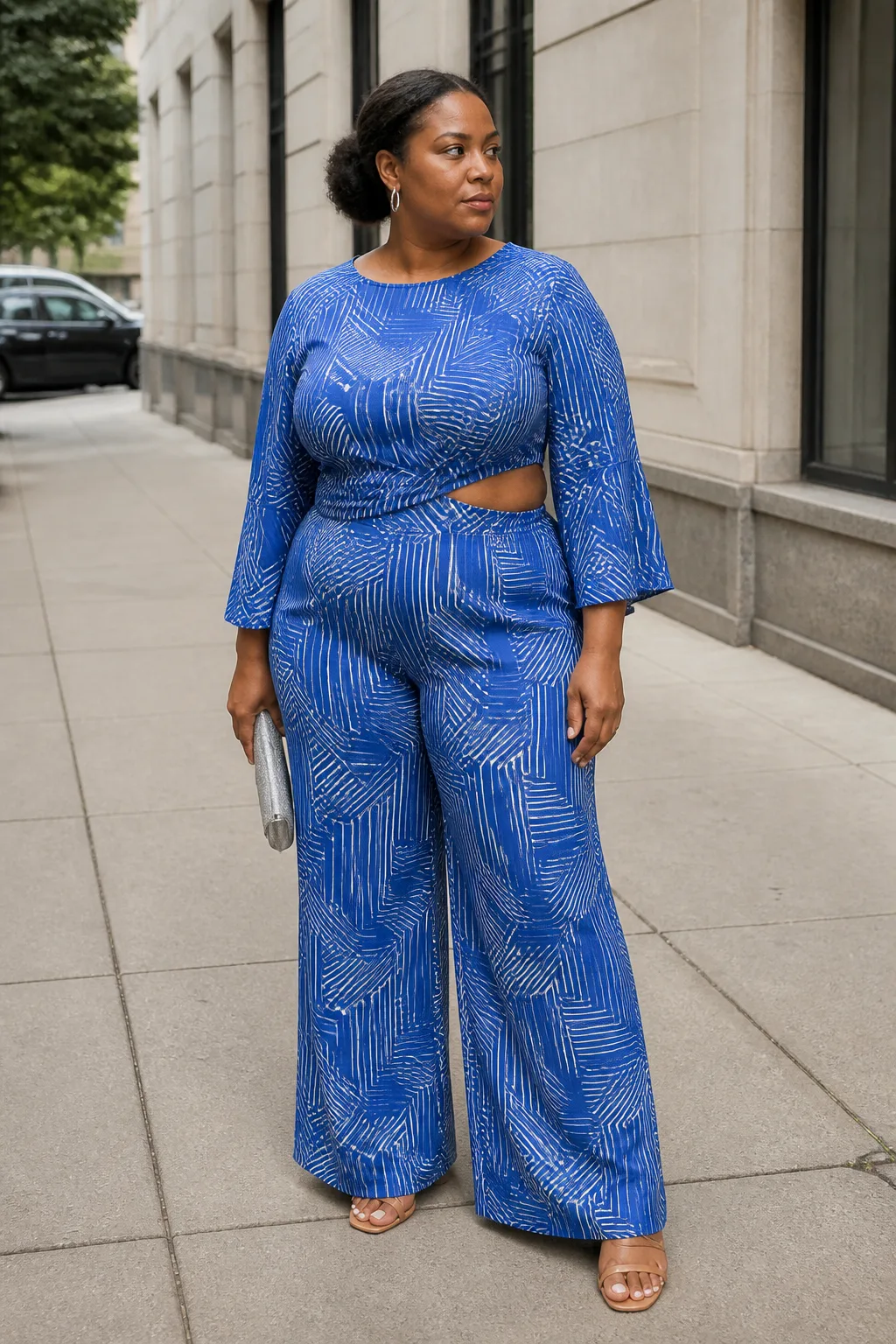 Trendy Blue Patterned Cutout Set
