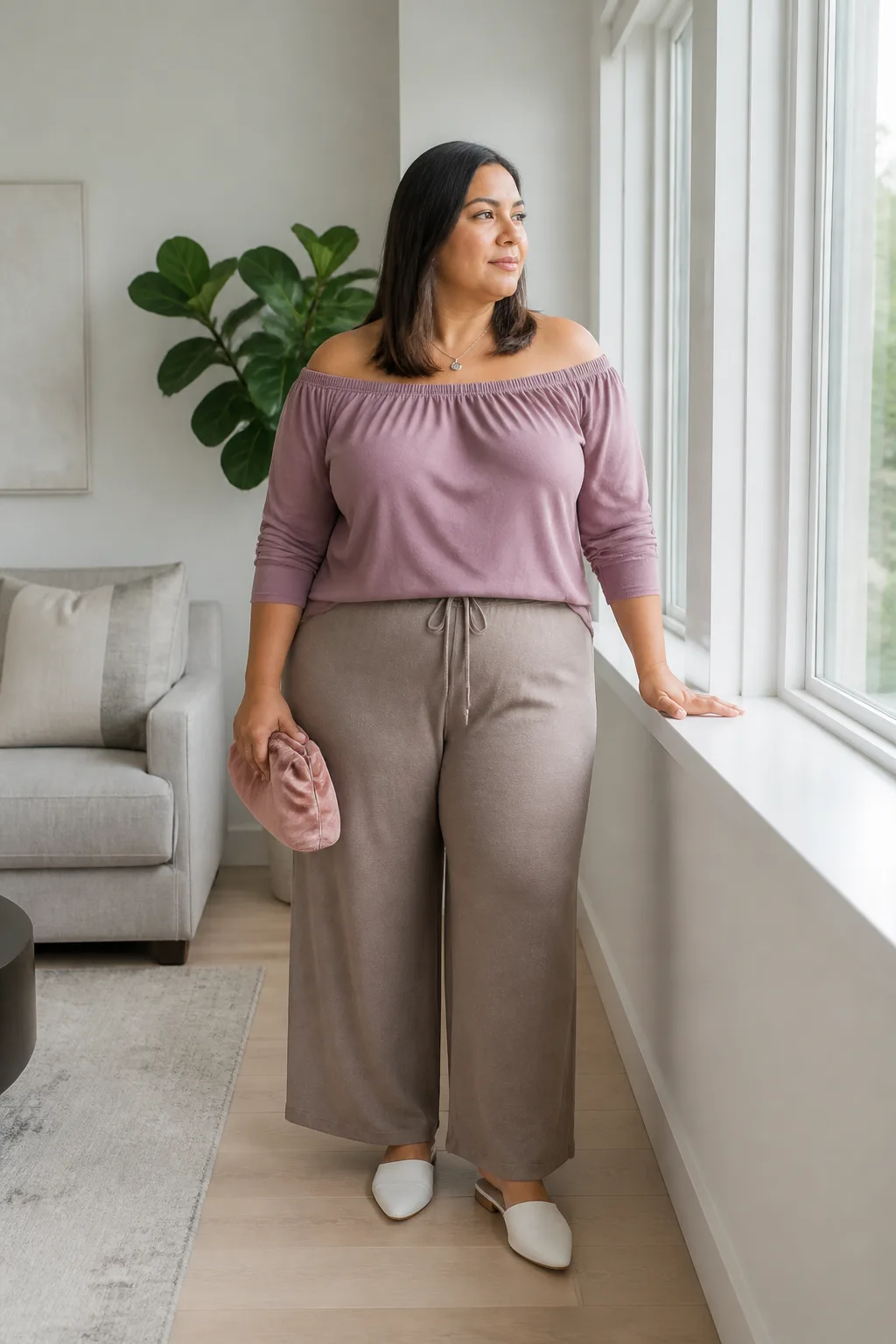 Trendy Off-Shoulder Top and Joggers