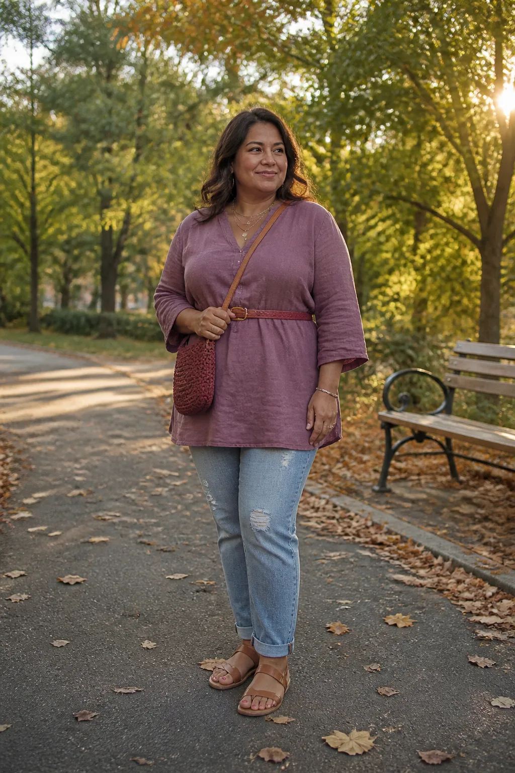 Trendy Tunic and Distressed Jeans Outfit