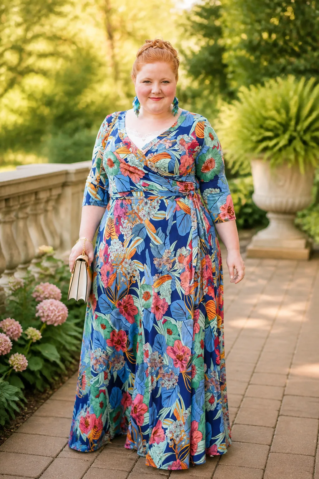 Tropical Bloom Wrap Maxi Dress
