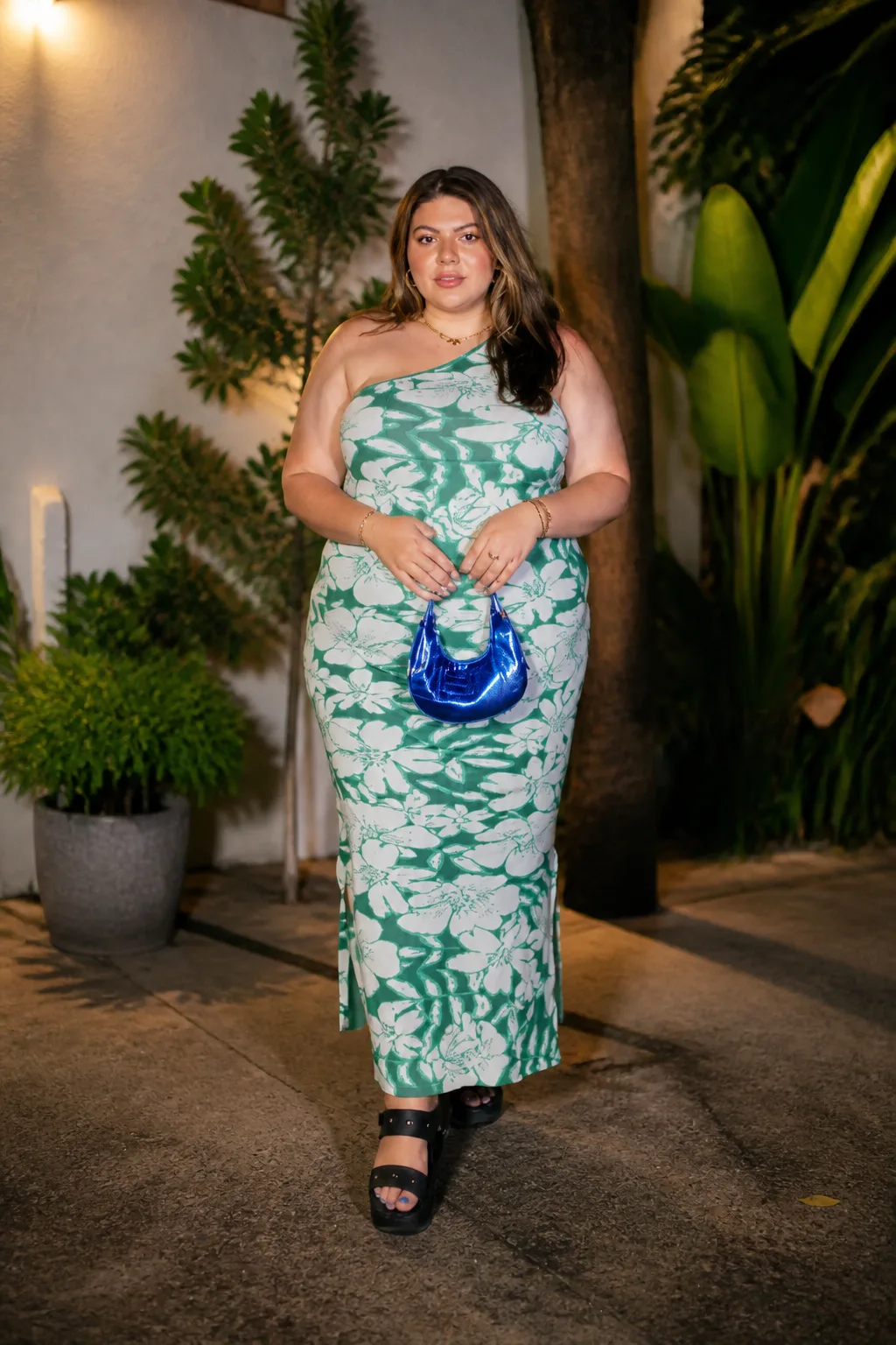 Tropical One-Shoulder Maxi Dress