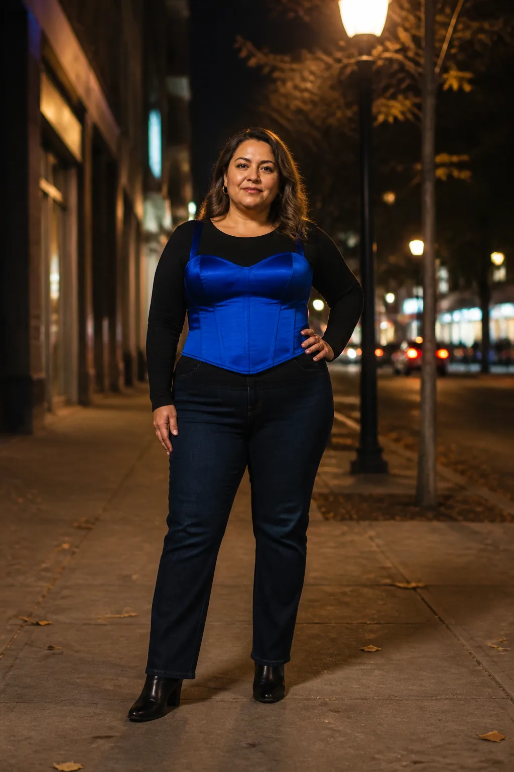 Vibrant Corset and Denim Club Look