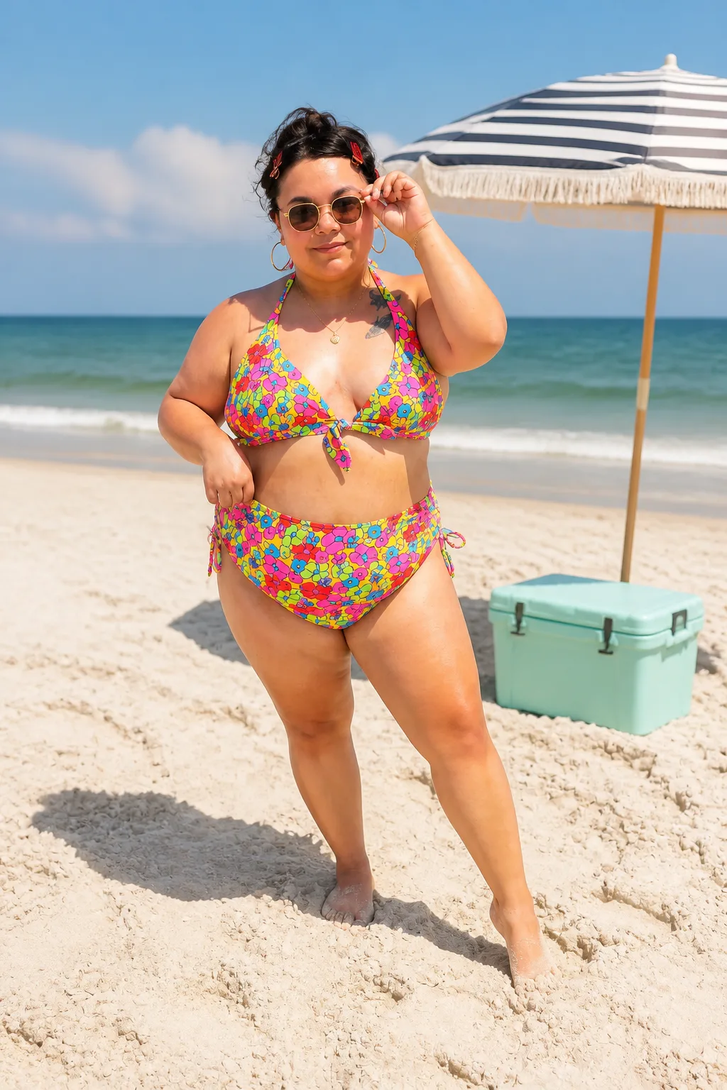 Vibrant Floral Bikini Beach Vibe