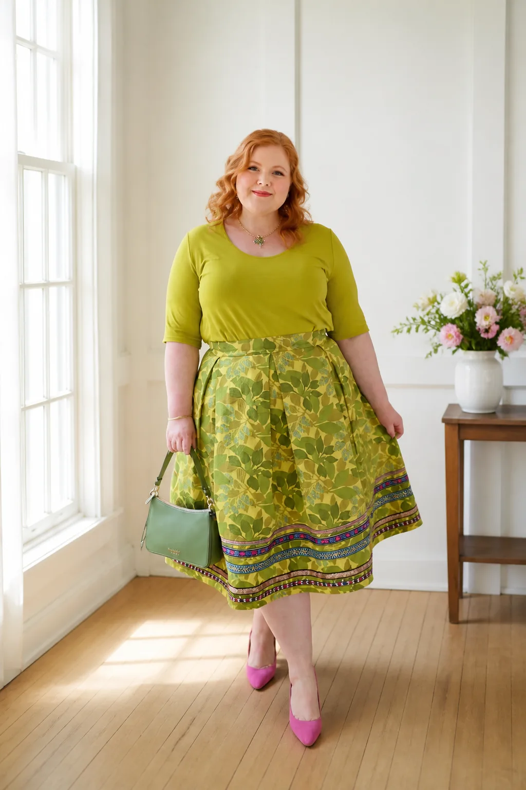 Vibrant Green Floral Festival Ensemble