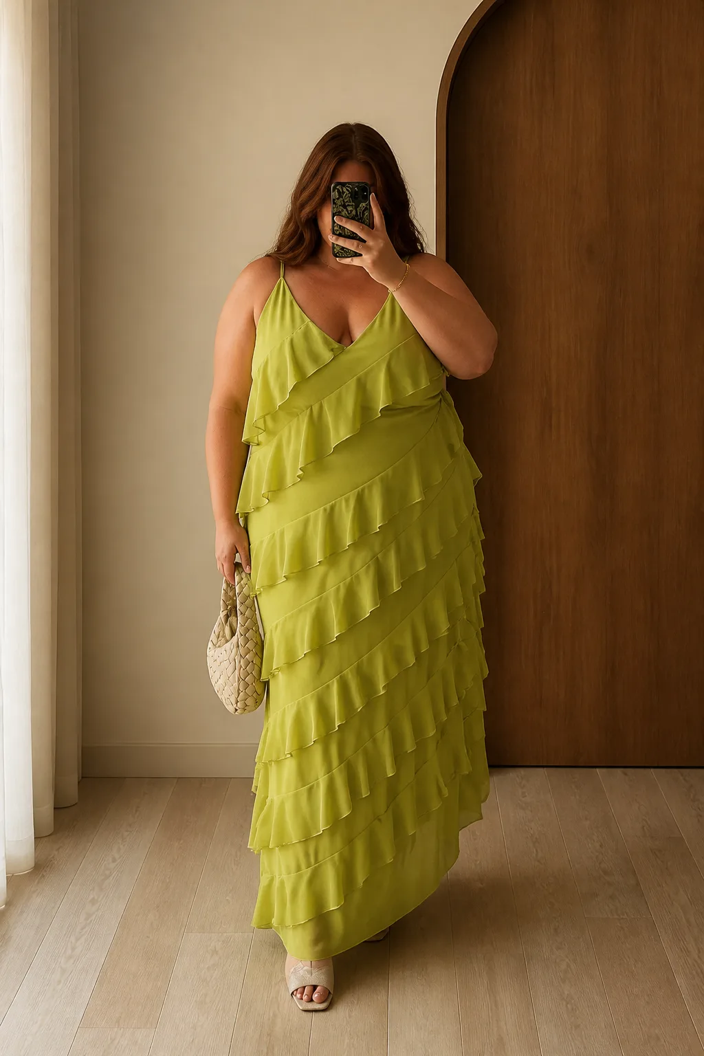 Vibrant Lime Ruffled Maxi Dress