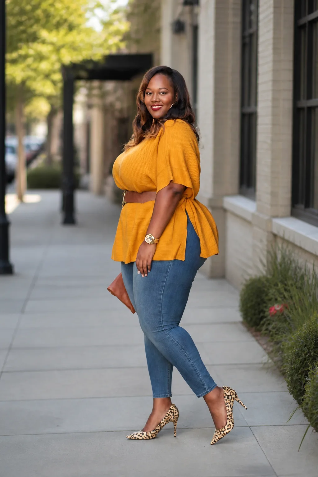 Vibrant Mustard Tunic and Denim Pairing