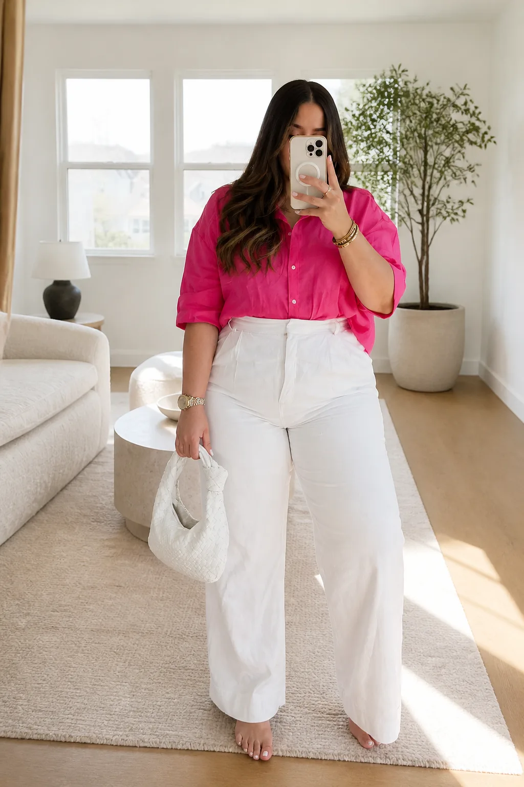 Vibrant Pink and White Ensemble