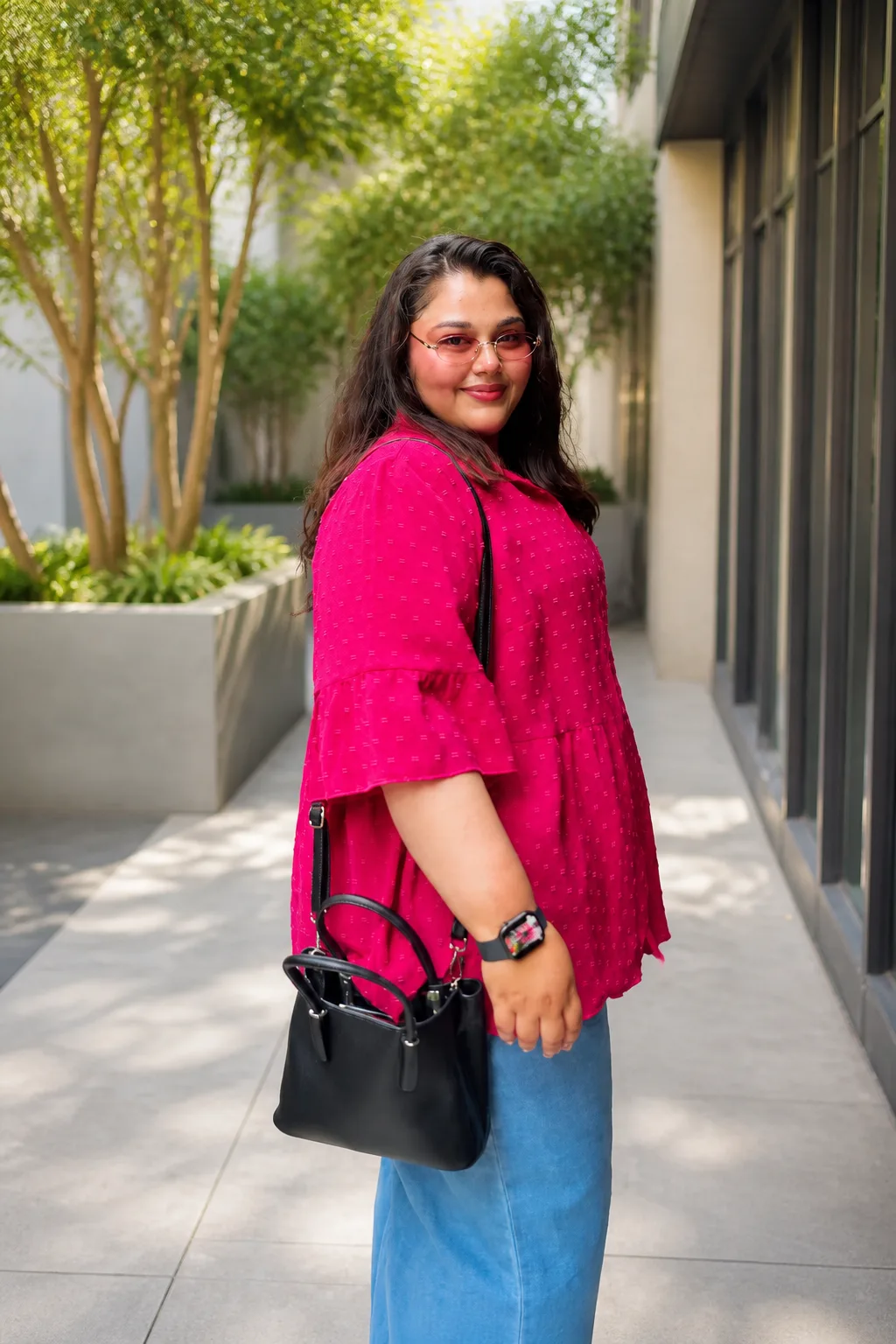 Vibrant Pink Plus-Size Casual Style