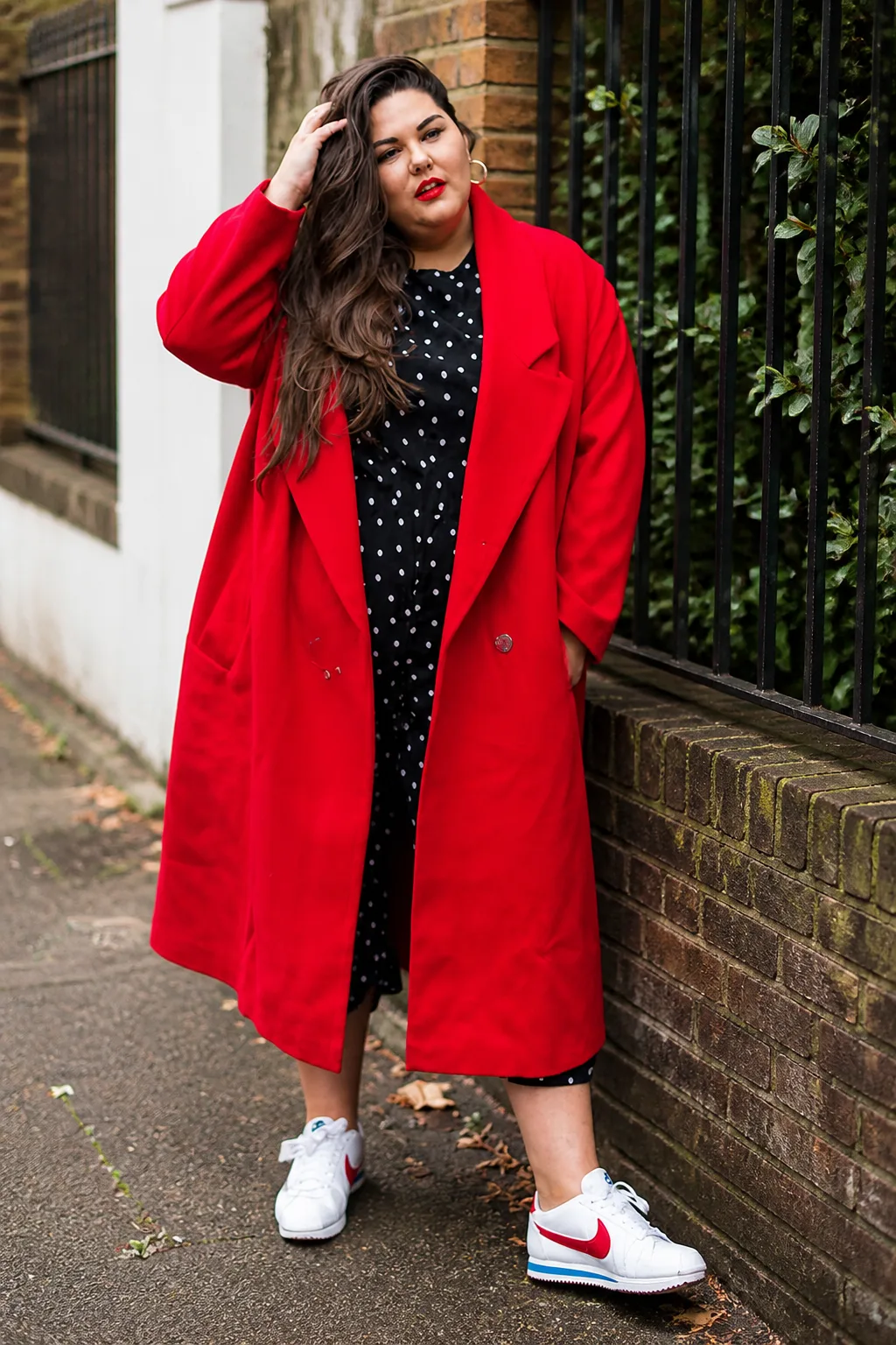 Vibrant Red Winter Coat Outfit