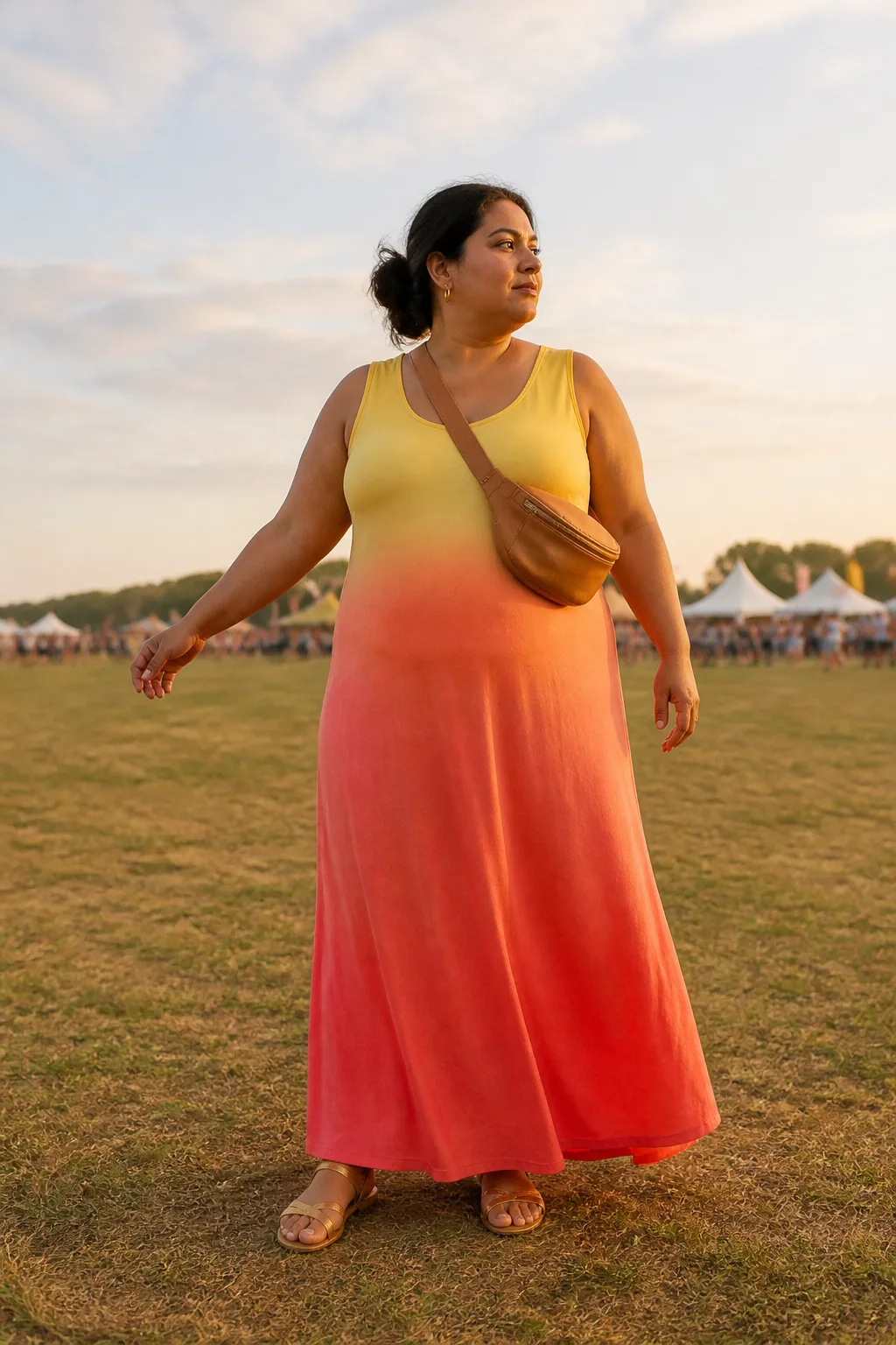 Vibrant Sunset Ombre Festival Dress