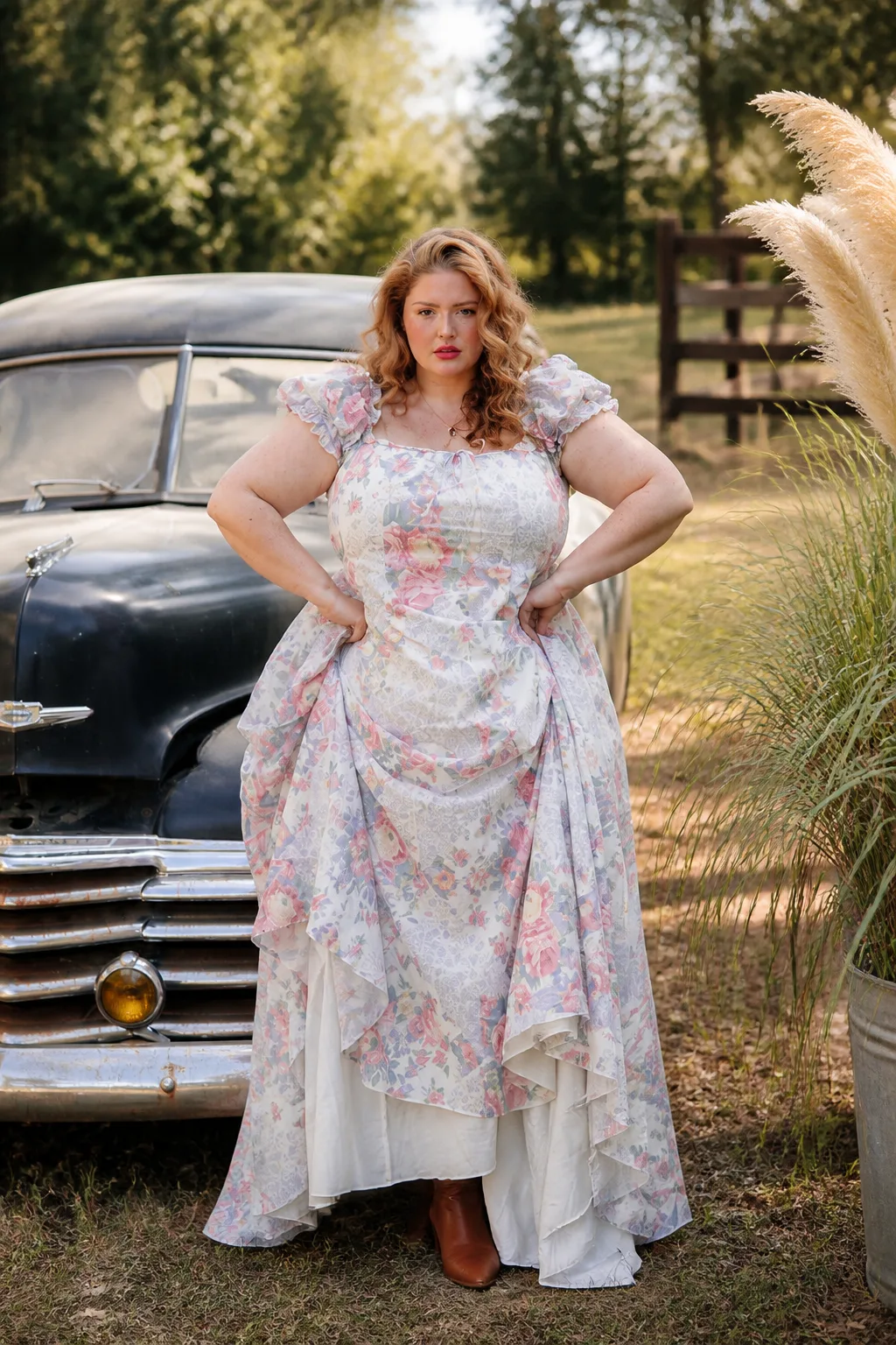 Vintage Floral Princess Gown
