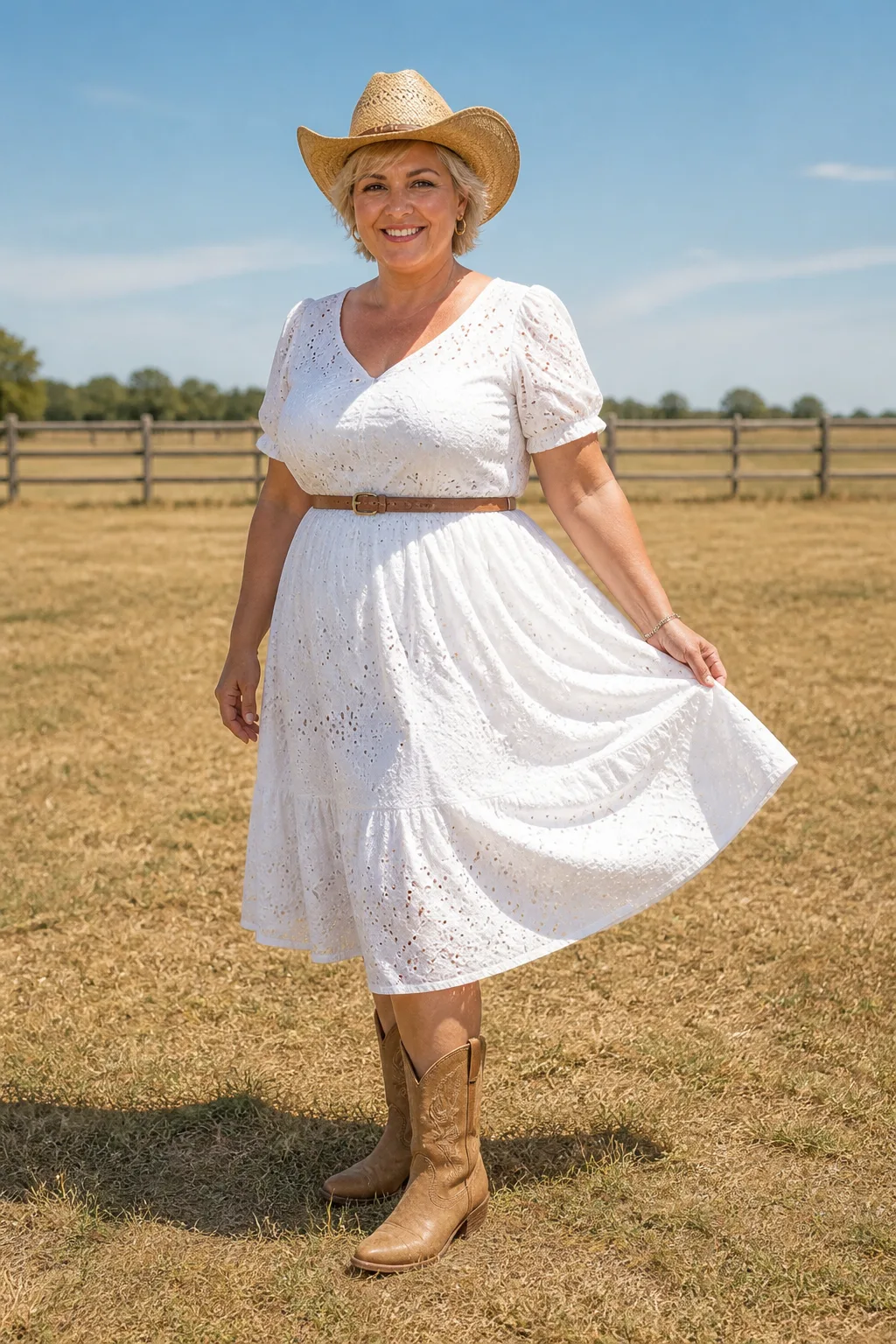 White Dress and Western Boots